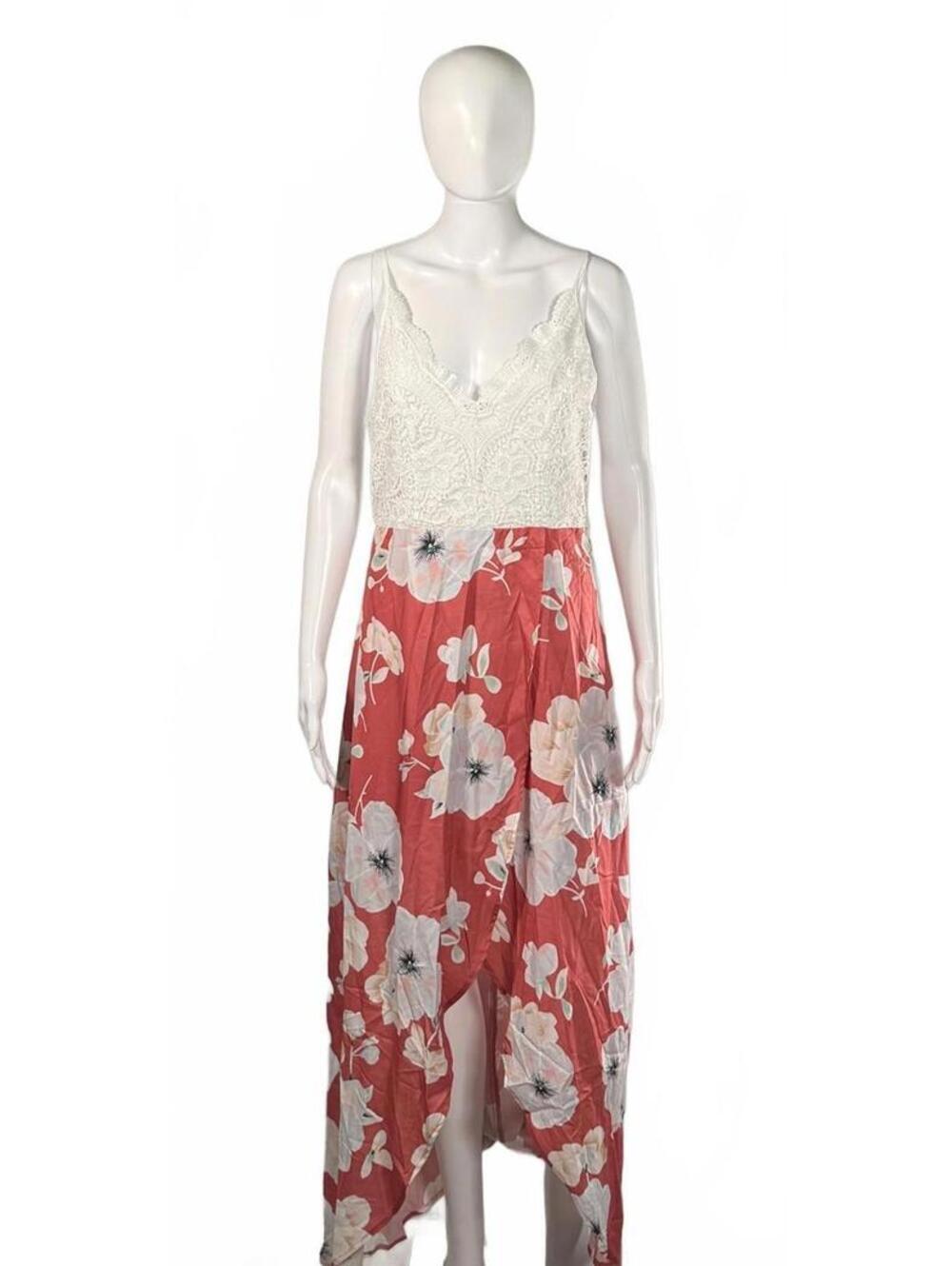 NWT Cupshe Floral Lace Bodice High Low Maxi Dress Women's Size M - Picture 2 of 6